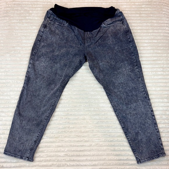 NWOT Old Navy Maternity OG Straight Leg Wash Denim Jeans Black Panel Women's 20L - Picture 1 of 6